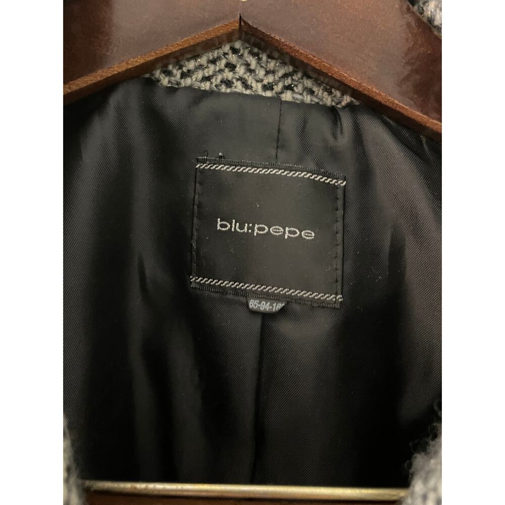 Blu:pepe Vintage Trench Coat with Belt Size Small Double Breasted Herringbone - Picture 3 of 12